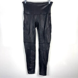SPANX Black Faux Leather Moto Leggings